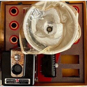 Brownie Hawkeye Flash Outfit Vintage Box Camera with Flash Shutter Trips